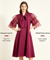 Gaun Kasual Musim Panas Wanita Terbaru Warna Solid Manis Bahan Spandex Voile Ukuran Besar Elegan dan Sederhana