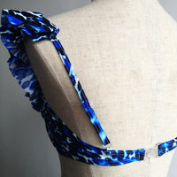 Bikini asymétrique à volants, bleu cobalt vibrant, imprimé léopard, maillot de bain 2 pièces, tissu extensible, séchage rapide, respirant