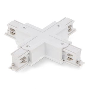 Connettore tipo X per binario trifase, ideale per sistemi di illuminazione e distribuzione elettrica in ambienti commerciali. - Product Image 1