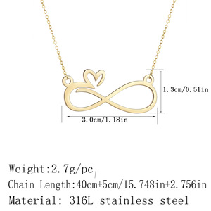 Nuovo Design Collana Minimalista in Acciaio Inossidabile, Creativa con Ciondolo a Forma di Numero 8 e Simbolo Infinito a <span class=keywords><strong>Cuore</strong></span>, per Uso Quotidiano - Product Image 5