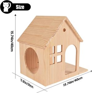 Maison en bois pour animaux de compagnie personnalisée en gros cages en bois massif pour animaux de compagnie maisons avec fenêtre pour chat chien chat maison en bois - Product Image 6