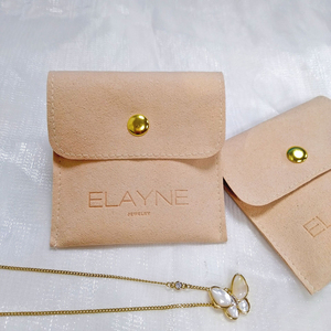 Custom Microfiber <b>White</b> Suede Jewelry Box Pouch <b>Envelope</b> with Card Insert and Logo Premium Packaging for Customized Jewelry - Product Image 6