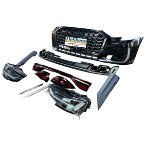 Installation sans dommages pour Audi A8, mise à niveau vers kit carrosserie S8, pare-chocs avant, phares LED, calandre, spoiler, matériau PP de haute qualité. - Product Image 3