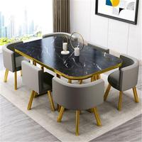 Ensemble de table à manger en bois moderne de luxe Runwood, table en bois massif et métal, 6 places, avec chaises, meubles de salon, meubles de restaurant, C