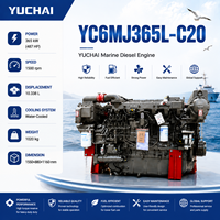 محرك ديزل بحري SCDC YUCHAI YC6MJ سلسلة YC6MJ365L-C20 بقوة 300 كيلوواط و410 حصان مبرد بالماء ذو عزم دوران قوي للسفن الركاب وقوارب السحب