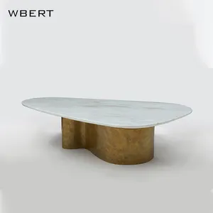 WBERT Modern Luxury Sofa with Simple Nordic Style Creative Curved Marble Living Room Coffee Table Special-Shaped Home Furniture