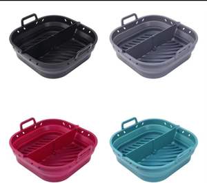 OEM Collapsible Square Reusable Air Fryer Accessories Silicone Mold Baking <b>Pan</b> Oven Tray Food Safe Silicone Pot Air Fryer Liners - Product Image 4