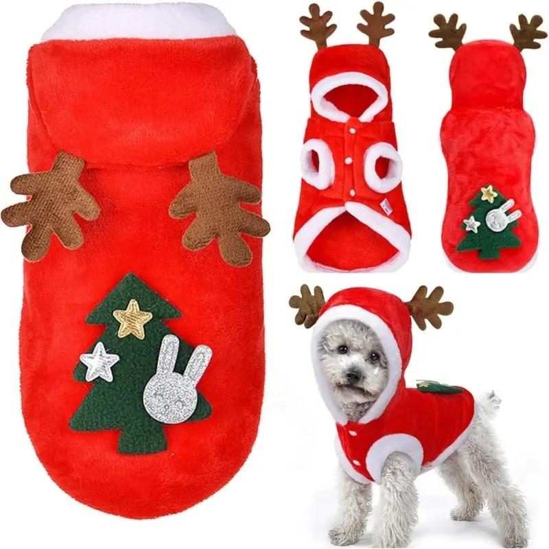 الحيوانات الأليفة سترة الطقس البارد معطف الكلب أزياء عيد الميلاد جرو سانتا كلوز الرنة الزي هوديي ملابس عيد الميلاد