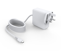 Cargador USB-C GaN de 100W a Prueba de Fuego con Cable Fijo para Teléfonos Inteligentes/Portátiles/Otros Dispositivos Digitales, Opciones de Enchufe EU/US/AU/UK