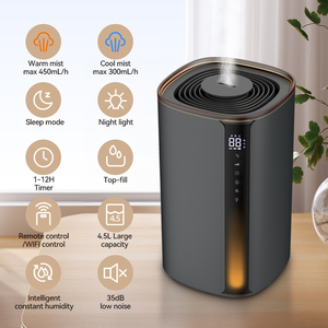 Penjualan langsung dari pabrik 4.5L pelembap udara ultrasonik anti-bocor layar sentuh kabut dingin dan hangat kapasitas besar dengan lampu malam - Product Image 1