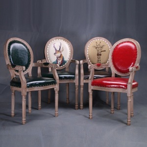 Chaise <span class=keywords><strong>Louis</strong></span> <span class=keywords><strong>XVI</strong></span> de style français à dossier rond en bois massif de conception vintage pour salle à manger et restaurant - Product Image 4