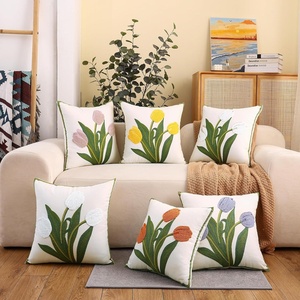 Fodera per cuscino quadrata ricamata floreale, tessuto per la casa, copritestiera, cuscino decorativo morbido per divano - Product Image 2