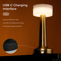 Lampes de nuit LED rechargeables par USB de style nordique vintage, lampes de table sans fil en forme d'haltères de luxe pour un éclairage décoratif