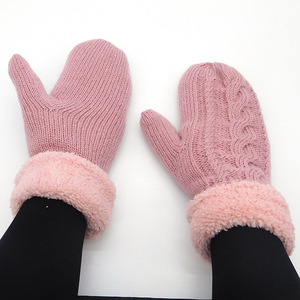 Gants d'hiver blancs pour femmes Doublure chaude-Gants épais en tricot de <span class=keywords><strong>laine</strong></span> confortable Mitaines - Product Image 6
