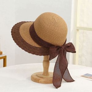 Bow Floppy Sun Hat Large Brim Straw Hat Outdoor Riding Portable Beach Fisherman Image Travel Casual - Product Image 1
