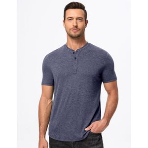 2025 người đàn ông của giản dị Longline T-Shirt Henley Áo sơ mi nút cơ bản thể thao phòng tập thể dục Workout Workout TEE XL dệt <span class=keywords><strong>collarless</strong></span> - Product Image 4