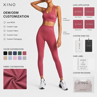 Ensemble de yoga pour femme avec logo personnalisé OEM, soutien-gorge de sport dos nageur à maintien moyen et leggings d'entraînement taille haute à effet ventre plat