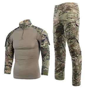 Camisa de color desierto para hombre, trajes de rana, camisas tácticas de manga larga y corta, ajustada, de camuflaje, conjuntos de uniforme con cremallera