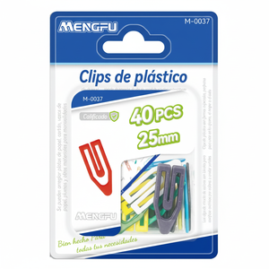 Mengfu M-0037 Set di 40 Clip per Carta in Plastica da 25mm con Magnete, per Ufficio/Scuola, in Metallo e PP, Made in Cina - Product Image 2