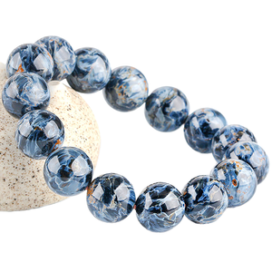 Pulsera de Piedras Preciosas de Resina Natural de Cristal Kindfull, de Alta Calidad, Azul Peterite, Pulida, Feng Shui, para Regalo de Boda, Venta al por Mayor - Product Image 1