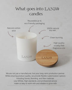Candela Profumata Artigianale LANJO con Logo Personalizzato e Coperchio, Olio Vegetale Naturale, Forte Profumo, Cera di Soia, Confezione Regalo Natalizia - Aromaterapia - Product Image 4