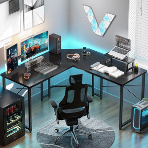 Scrivania da Gaming Personalizzabile con Luci LED RGB Regolabili, Tavolo per Computer in Metallo e Legno con Superficie in Carbonio e Portabicchiere - Product Image 5
