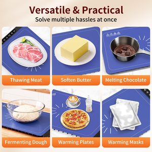 <b>Electric</b> Foldable Silicon Rapid Full Surface <b>Heating</b> Mat 6 Temp Settings 6H Timer Portable Food Warming Mat Keep Meal Warm - Product Image 2