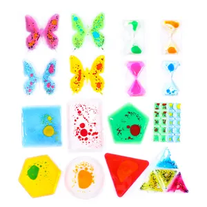 Customized Montessori Shape Digital Cognition Learning Autism Sensory Toys Gel Bead Bag Pack Liquid Oil Toy for Kids Open Play