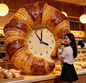 Sculpture en résine 3D réaliste sur le thème <span class=keywords><strong>de</strong></span> la <span class=keywords><strong>boulangerie</strong></span>, conçue sur mesure - <span class=keywords><strong>Horloge</strong></span> à pain pratique <span class=keywords><strong>de</strong></span> la <span class=keywords><strong>boulangerie</strong></span> Creative Point - Product Image 2