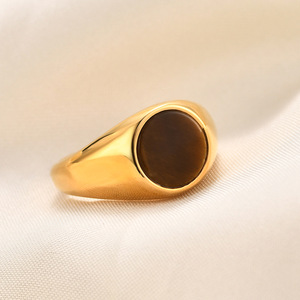 Anillo de acero inoxidable con bisel de piedra azul para mujer, uso diario - Product Image 5