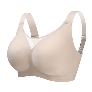 Sujetadores inalámbricos TJ para pechos grandes, <span class=keywords><strong>sujetador</strong></span> minimizador de punto tipo gelatina con tirantes laterales ajustables, talla grande, logo en la copa, ropa interior sin aros. - Product Image 5
