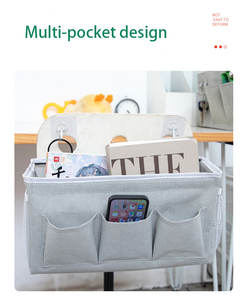 Para <span class=keywords><strong>Amazon</strong></span>, cesta de almacenamiento de tela para el hogar para <span class=keywords><strong>dormitorio</strong></span> montada en la pared, bolsa de almacenamiento de artículos diversos para cabecera multiusos - Product Image 5