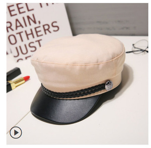 Casquette Béret Newsboy en Cuir PU pour <span class=keywords><strong>Femme</strong></span>, Style Tactique Réglable, Tendance Automne Hiver - Product Image 4