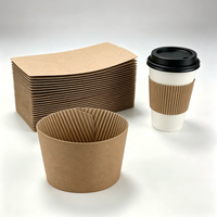 Manchon de tasse jetable en papier kraft à paroi simple, isolant thermiquement, pour boissons et café chaud
