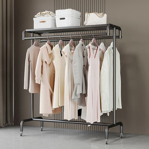 Modern Double-Bar <b>Clothes</b> Drying Rack Thickened Version Movable Function Durable High Load-Bearing Capacity Living Room Bathroom - Product Image 4