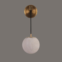 Lampe murale moderne en laiton simple lumière de luxe chambre à coucher chevet hôtel villa salon espagnol lampe murale boule d'albâtre naturel