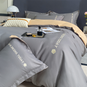 Parure de lit en polyester brodé, imprimé floral coloré, housse de <span class=keywords><strong>couette</strong></span> 4 pièces, drap, couvre-lit et taies d'oreiller pour toutes les saisons - Product Image 2