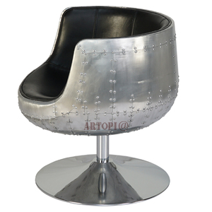 Furplan — <span class=keywords><strong>chaise</strong></span> pivotante <span class=keywords><strong>de</strong></span> style <span class=keywords><strong>industriel</strong></span> pivotante, confortable, en aluminium, siège <span class=keywords><strong>de</strong></span> <span class=keywords><strong>bar</strong></span>, <span class=keywords><strong>de</strong></span> bureau, en cuir <span class=keywords><strong>de</strong></span> grain supérieur, base métallique - Product Image 3