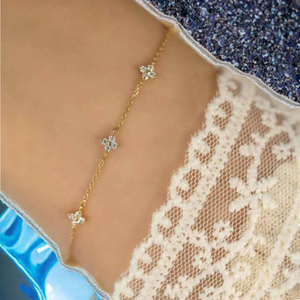 Dainty Sterling Silver Zircon Four Leaf Clover <b>Charm</b> Bracelet for Women Party & Gift Wholesale - Product Image 3