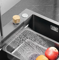 Évier de cuisine multifonctionnel en acier inoxydable avec robinet à affichage numérique et accessoires