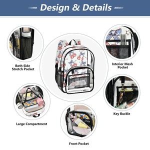New Arrival Customs Logo Waterproof <b>Clear</b> PVC Transparent School Bag <b>Backpack</b> for Students Travel Bag - Product Image 2