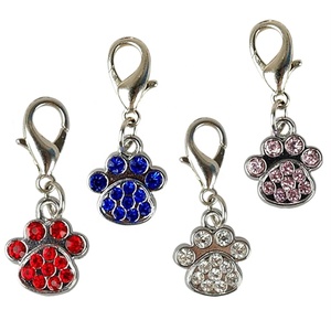 Solid Pattern Shining Rhinestone Paw Shaped Stainless Steel <strong>Dog</strong> <strong>Collar</strong> Charm <strong>Tags</strong> - Product Image 2