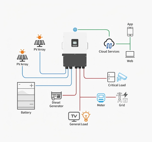 Convertisseur hybride <span class=keywords><strong>triphasé</strong></span> 8 kW-24 kW, 415 A, charge IP66, 2 MPPT, efficacité 99,9 % pour le stockage d'énergie <span class=keywords><strong>solaire</strong></span> résidentiel et commercial - Product Image 6