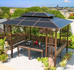 <span class=keywords><strong>Esterno</strong></span> in lega di alluminio Hardtop Patio Gazebo con doppio tetto <span class=keywords><strong>impermeabile</strong></span> Pergola padiglione con zanzariera <span class=keywords><strong>tenda</strong></span>