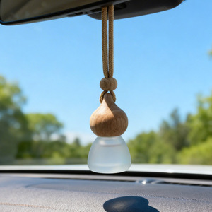 <b>Car</b> Air Freshener Pendant Empty <b>Bottle</b> Conical Shape Wooden Cap Glass <b>Diffuser</b> For Interior Decoration Custom Logo Available - Product Image 4