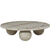 Ensemble de tables basses Sofitel Gold en marbre avec bases sphériques et surface polie
