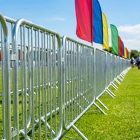 Barrière piétonne soudée antirouille avec base détachable, portable, pour gestion des files d'attente, aéroport, stade, clôture de sécurité extérieure