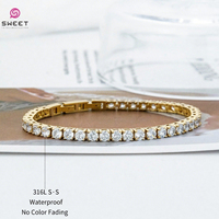 Bracelet en acier inoxydable 316L plaqué or 18 carats, bijoux fins, bracelet tennis tendance avec zircon de 5 mm pour femmes et hommes