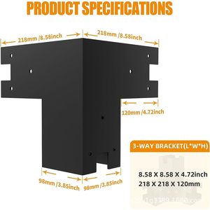 เหล็กฉากคาร์บอนสตีลแบบหนาพิเศษ ขนาด 3.5x3.5 นิ้ว เคลือบสีดำด้วยการพ่นเคลือบผง สำหรับชุดขายึดโครงสร้างระเบียงและเพอร์โกลา - Product Image 4