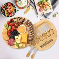 Ensemble de planches à fromage en bambou avec couteau et fourchette en céramique, plateau de service pour fruits en forme d'escargot, kit de planches à découper en bambou pour la maison